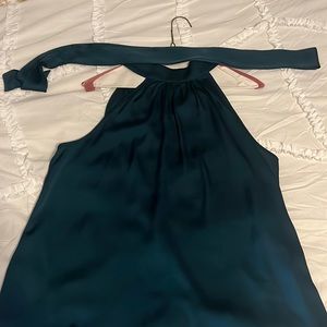 Green satin halter top